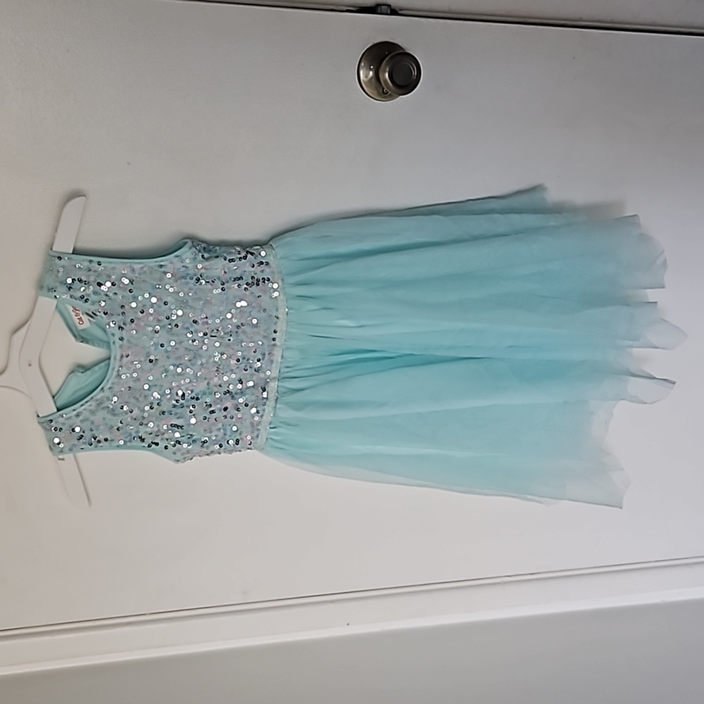 Girls sequin top dress with asymmetrical hemline, Sz. 6x
